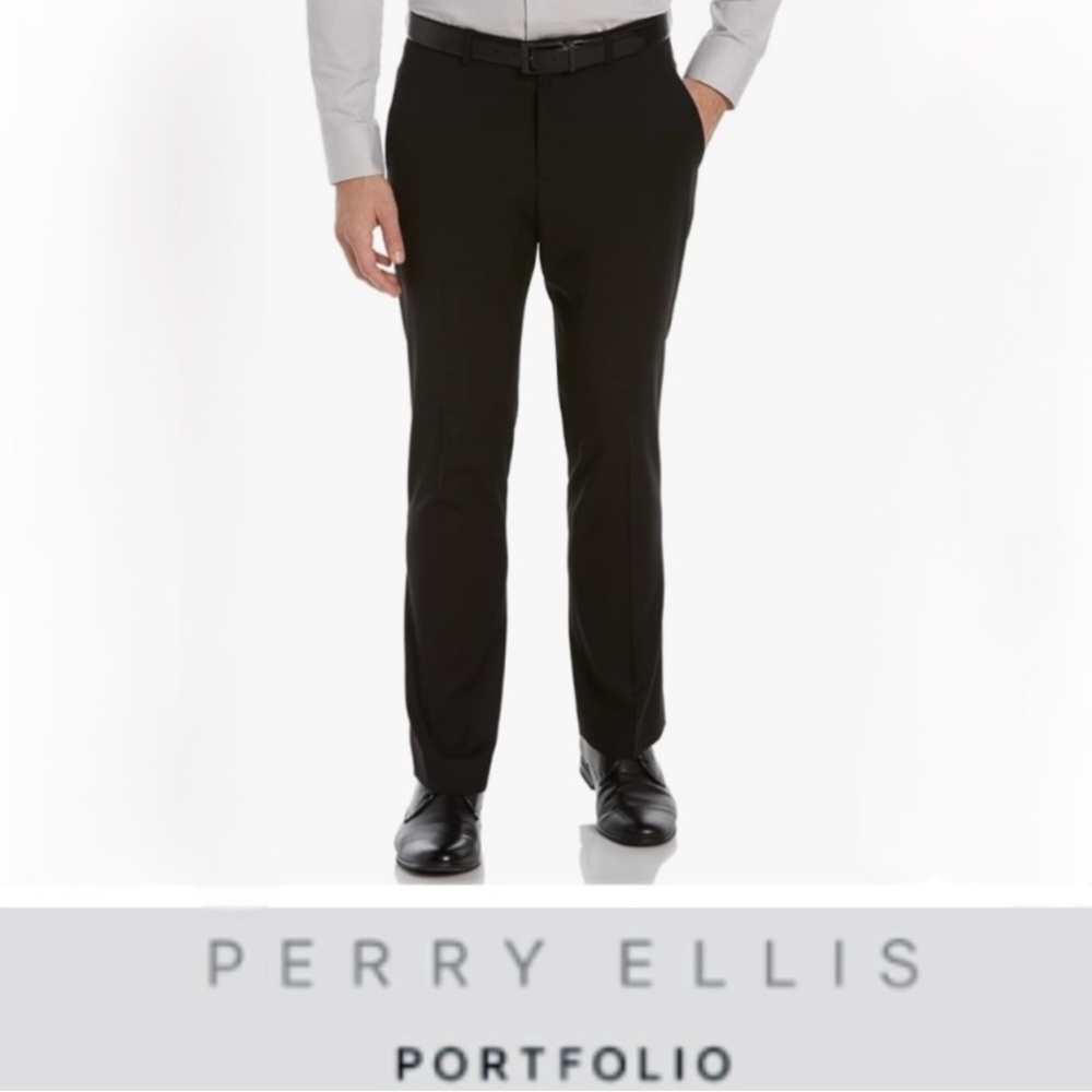 PERRY ELLIS Portfolio Men’s Black Pants!!! Size 34 x 30